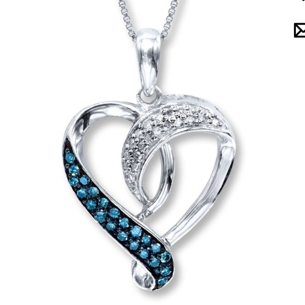 Kay blue and white diamond heart necklace with chain